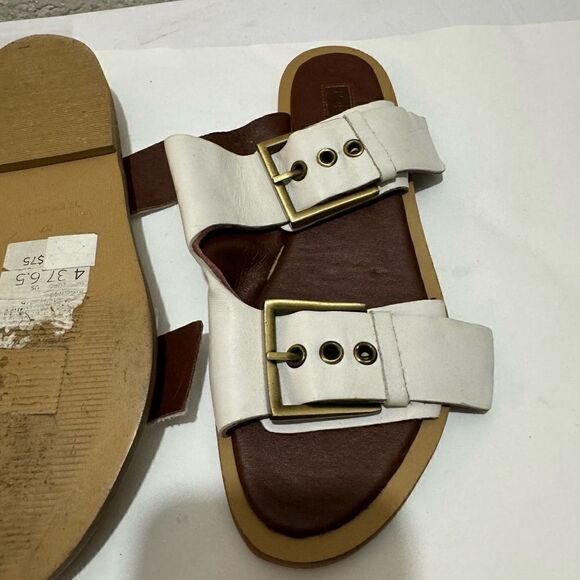 TOPSHOP Soft Leather White Buckled Strap Slippers, Size 6.5 (Retail $75) - Picture 6 of 6